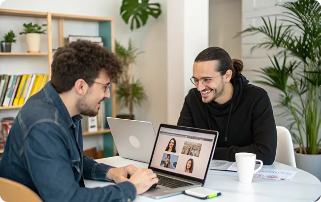 Small business employees collaborating