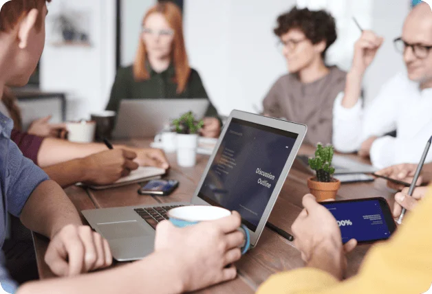 Team of professionals collaborating in a modern office environment