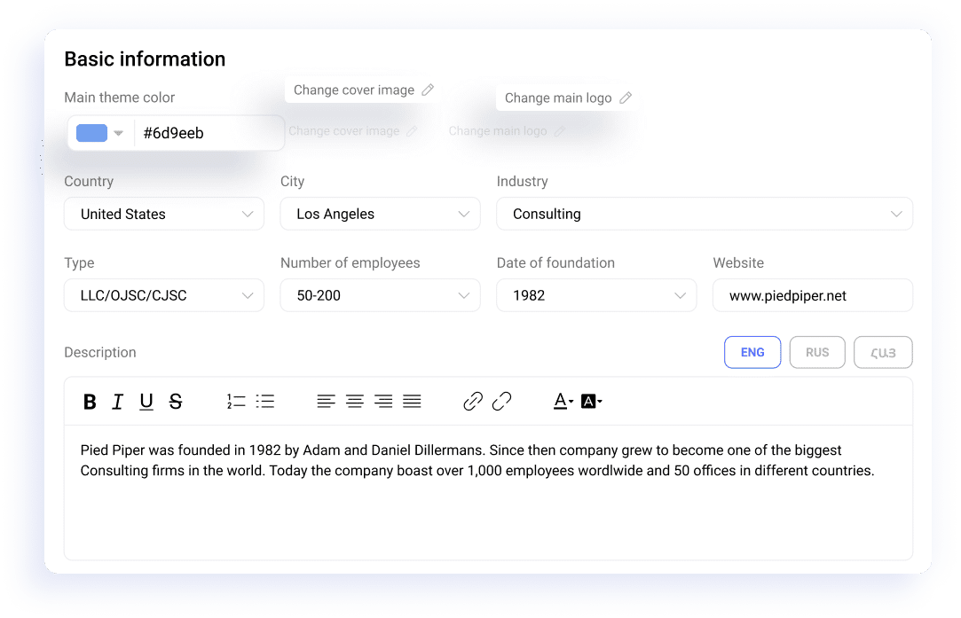 Create a standout career page with job posts and employee benefits, easily shareable for enhanced candidate engagement and streamlined recruitment.