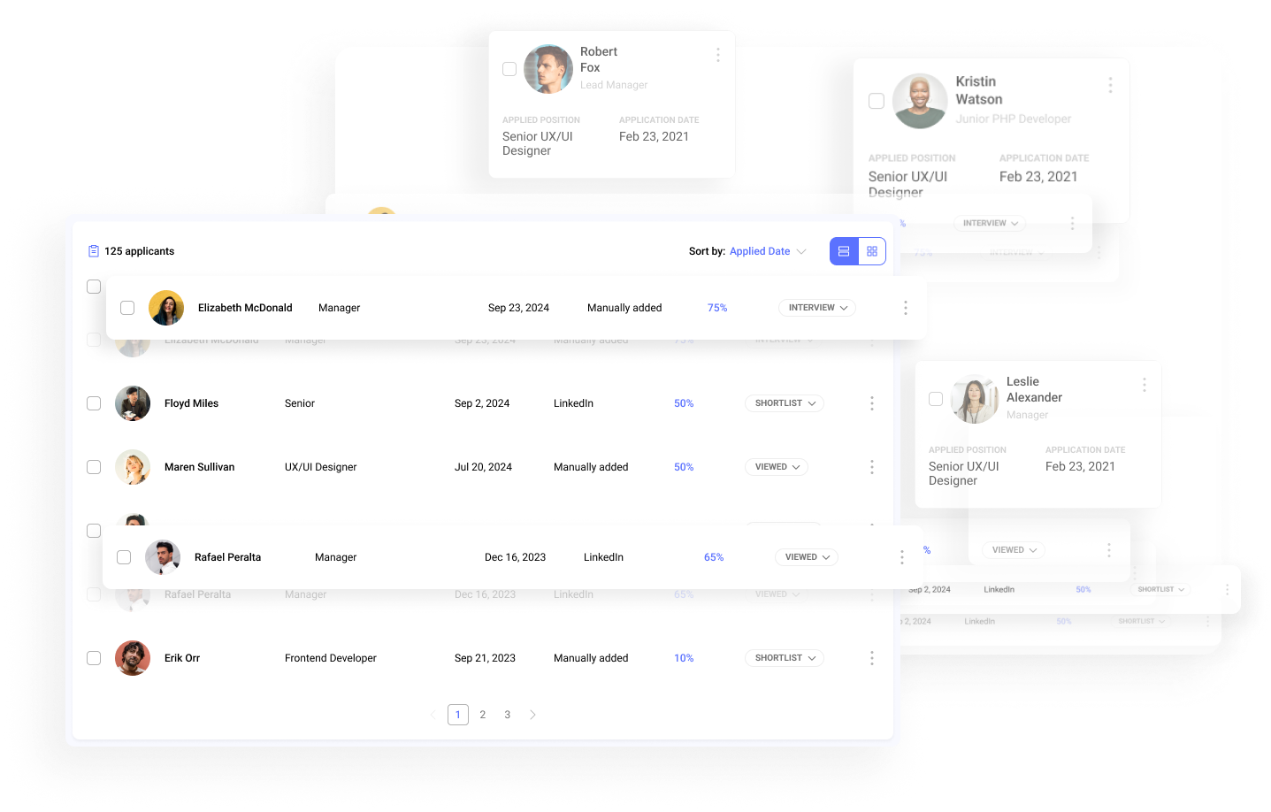 Efficient candidate search, filtering, and sorting with automated tools to enhance visibility, communication, and pipeline management in Hirebee.