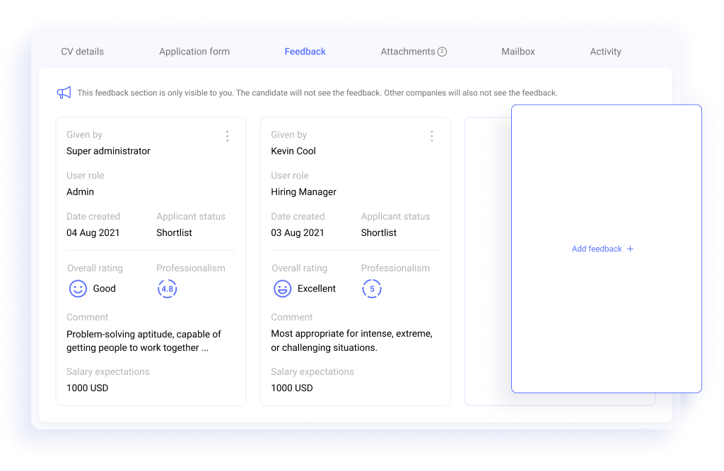 Interview scorecards with Hirebee