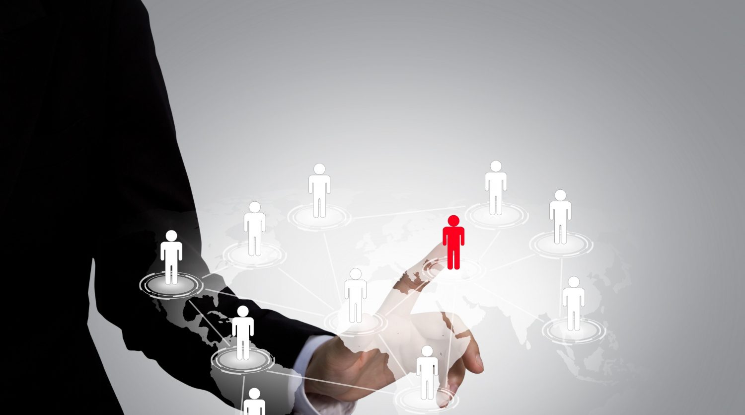 An executive or business professional icon with a modern design, symbolizing connectivity or social networking.