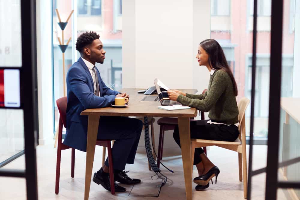 Recruiter implementing equitable hiring practices when hiring new candidates