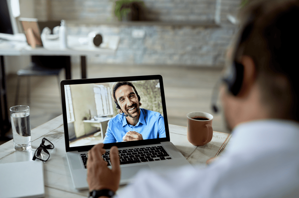 An Individual is Having a Video Conference