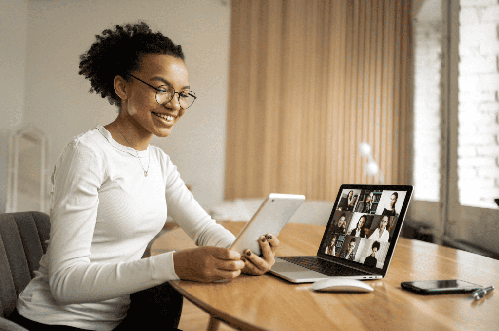 Female Having an Online Chat