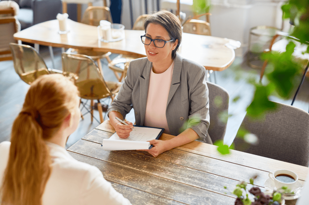 HR manager providing feedback during interview
