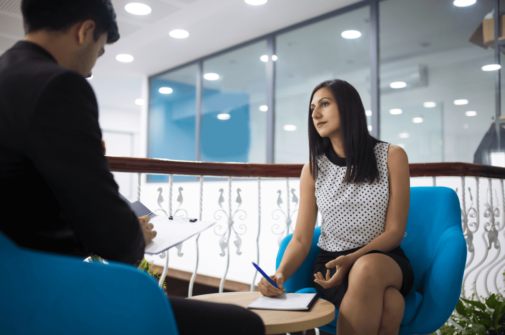 Confident young woman having meeting with a potentail candidate
