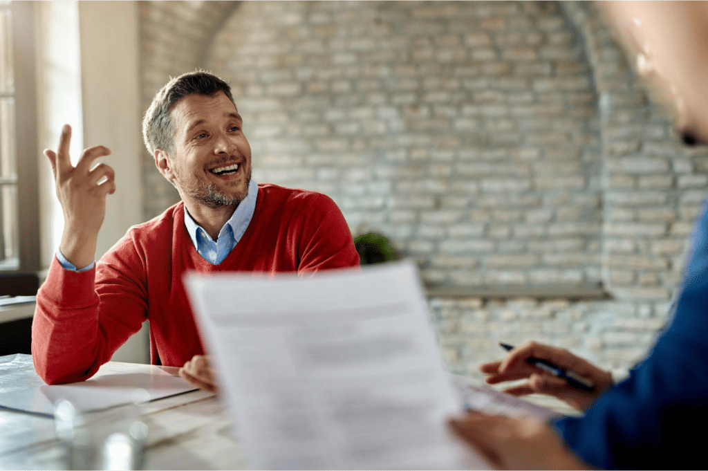 HR manager giving employee paid time off