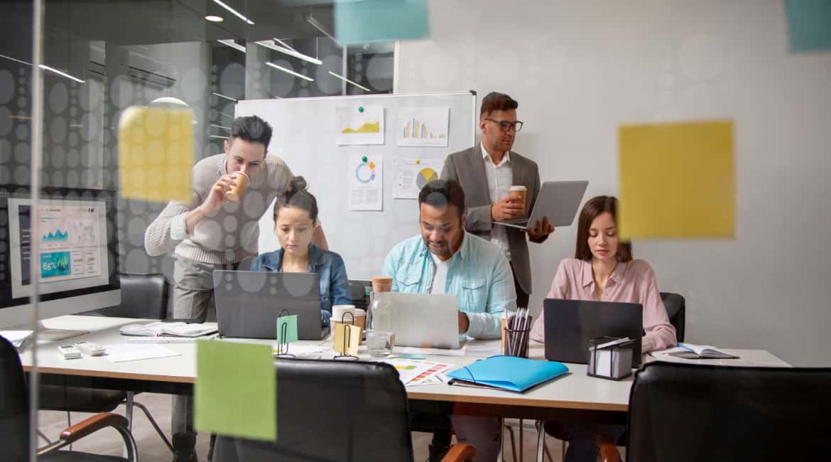 Flexible Workforce Working in Collaborative Workspace