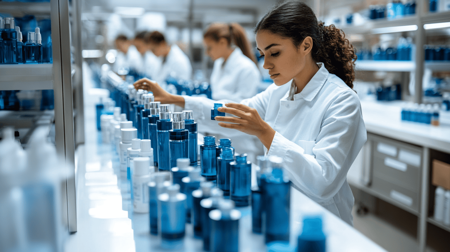 a woman in white coats in a lab
