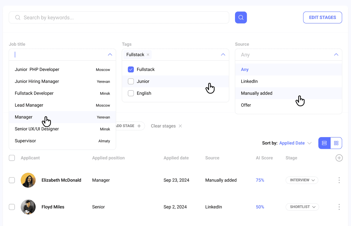 Hirebee simplifies talent discovery with advanced internal and external candidate search, helping businesses find and hire top talent efficiently.